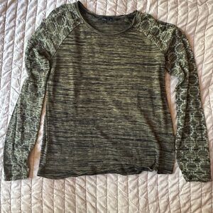 Prana Olive Patterned Long Sleeve Tee